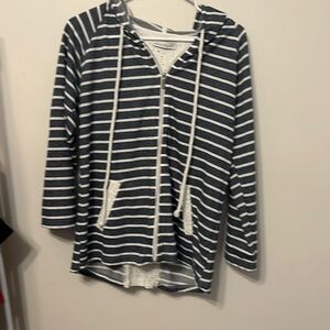 Keren Hart blue and white striped lightweight jacket size medium